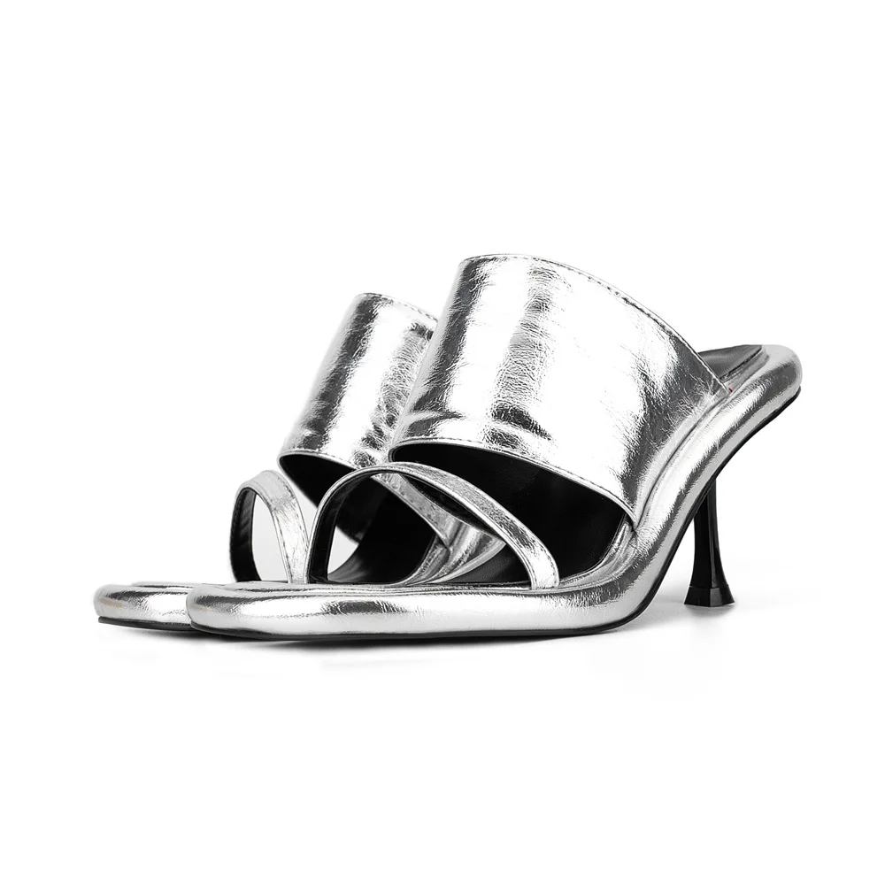 

Women's Slippers 2023 New Style Flat Sandals Silver Round Toe High Heels Plus Size Fashion Slippers Women sandals women