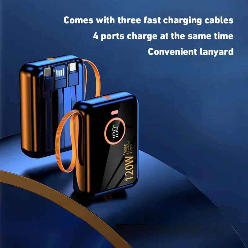 120W 100000mAh Portable Power Bank High Capacity Cable Two-way Fast Charging Mini Powerbank For iPhone Samsung ﻿2025 5