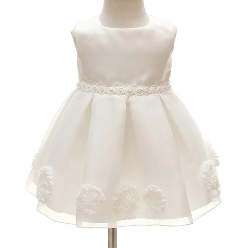 

babzapleume Summer Baby Girls Clothing Infant Dresses For Party And Wedding White Sleeveless Children Princess Tutu Dress BC1217