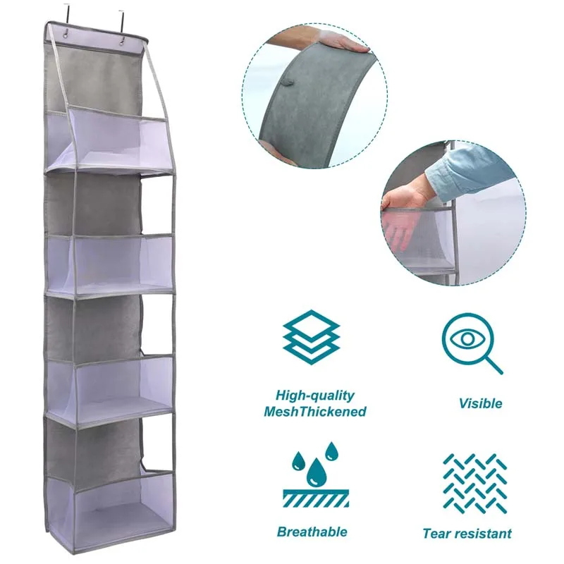 4 Layer Foldable Hanging Storage Bag Multi-functional Fabric Storage Bags for Wall-mounted Cabinet Door Bra Snacks Toys Clothes 4