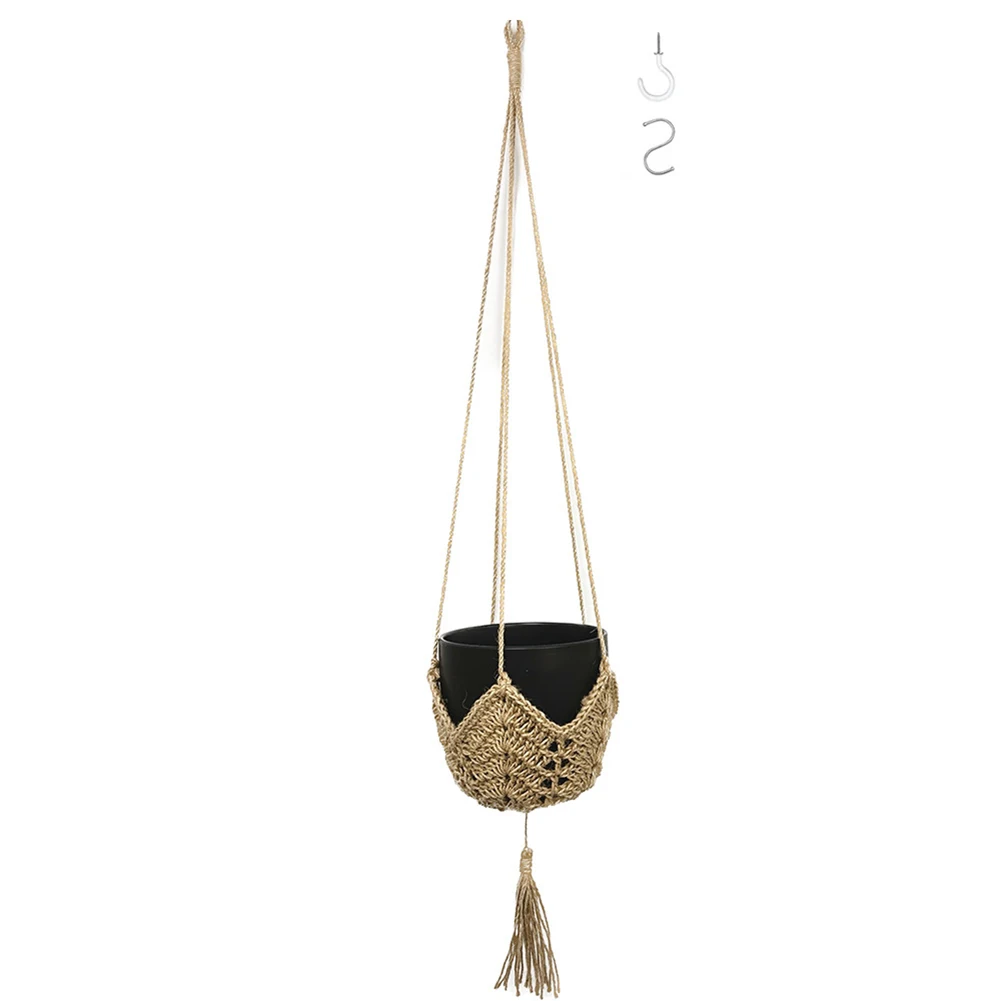 

Handcrafted Hanging Basket Hanging Decoration Hanging Plant Basket Jute Plant Fiber Planting Basket Woven Hemp Rope Adaptable