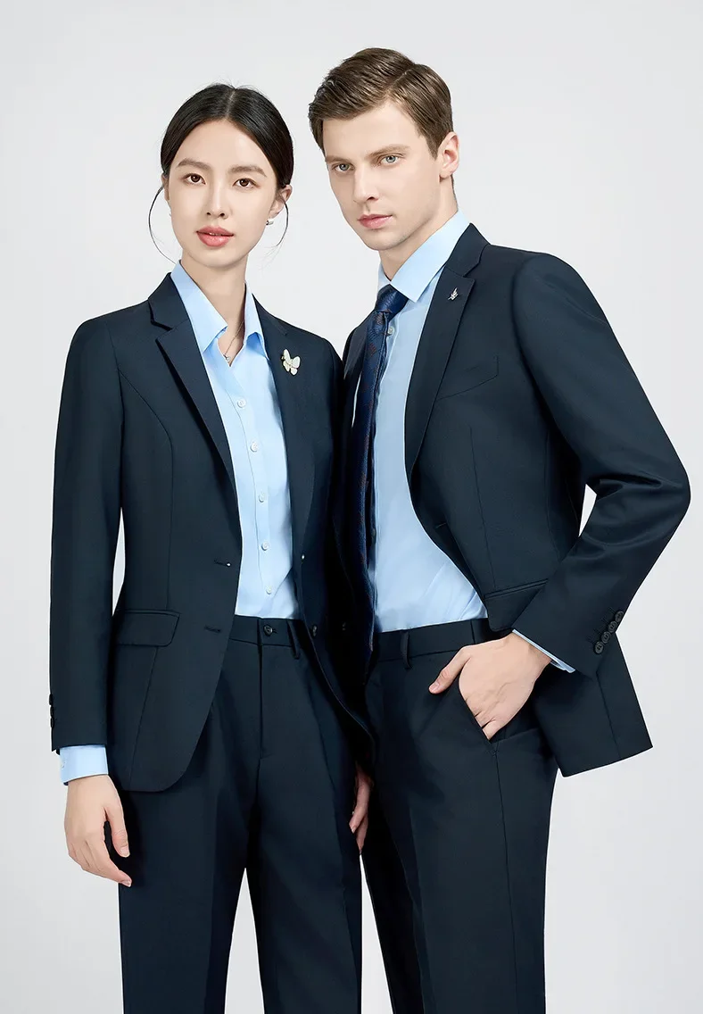 

3116 корейский стиль небесно-голубой костюм с двумя пуговицами осень деловой Повседневный