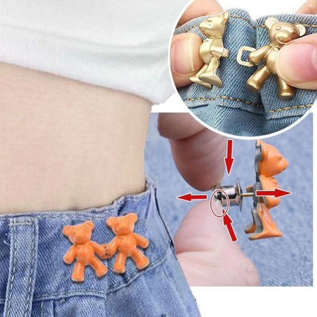 2Pcs Bear Shaped Adjustable Jean Button Waist Buckle Snap Pants Extender  Replacement Jeans Attacher Pins - AliExpress