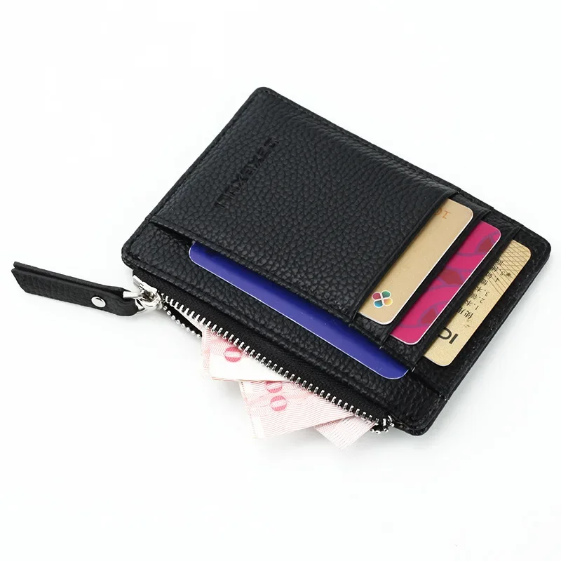 

New Solid Color Simple PU Multi-card Slot Card Holder Multifunctional Zipper Wallet for Men Women Portable Card Bag Coin Pouch