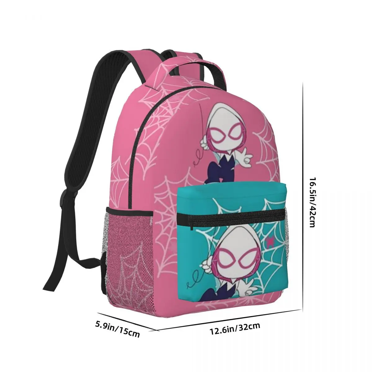 Gwen Little Spider Ghost, Baby Spidey Girl, Grl Pwr, Cartoon Ghost Spider Printed Lightweight Casual Schoolbag 17in 2