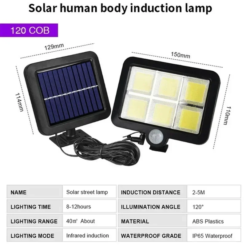 Solar Powered Outdoor Wall Light with Motion Sensor and Remote Control, Waterproof IP65, Bright COB