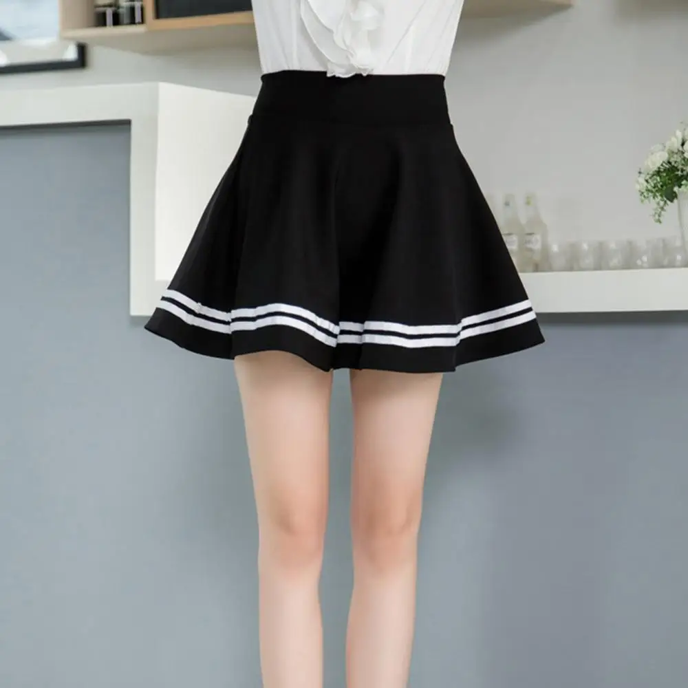 Skirt Solid Color School Skirt High Waist Fashion Pleated Women Stripe A Line Mini School Skirt 6