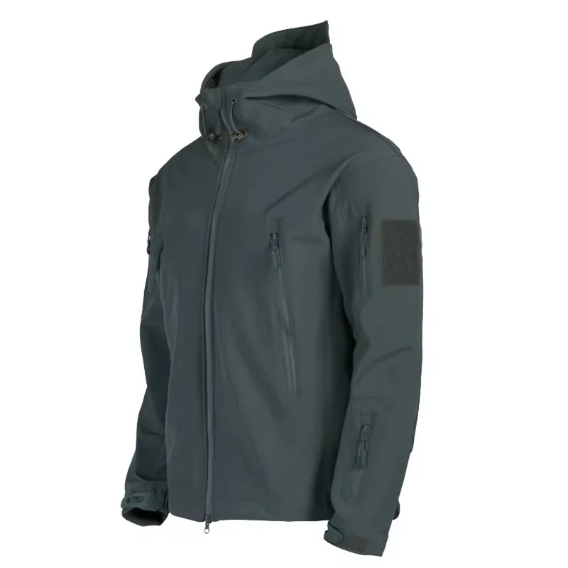 thumbnail image 1 of Chaquetas militares al aire libre para hombres, piel de tiburón, carcasa suave, cortavientos táctico impermeable, chaqueta de combate del ejército, abrigos Bomber con capucha para hombres, 1 of 5