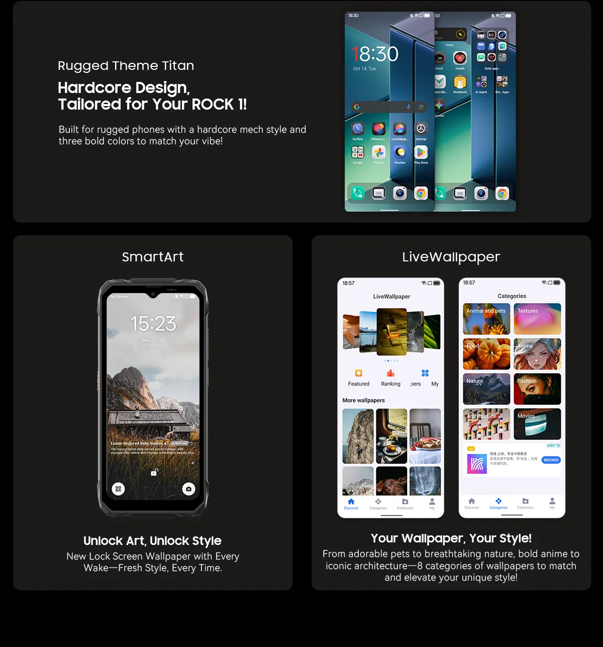 Blackview ROCK 1 AI Rugged Phone 2.01-inch Rear Screen 8GB+256GB 15000mAh Battery 33W Charging Helio G81 4G Android 16