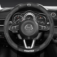 For Mazda 3 5 6 SKYACTIV Axela Atenza CX30 CX5 CX8 CX9 MX5 RX8 RX7 BT50 Carbon fiber Leathe Car Steering Wheel Cover Accessories 2