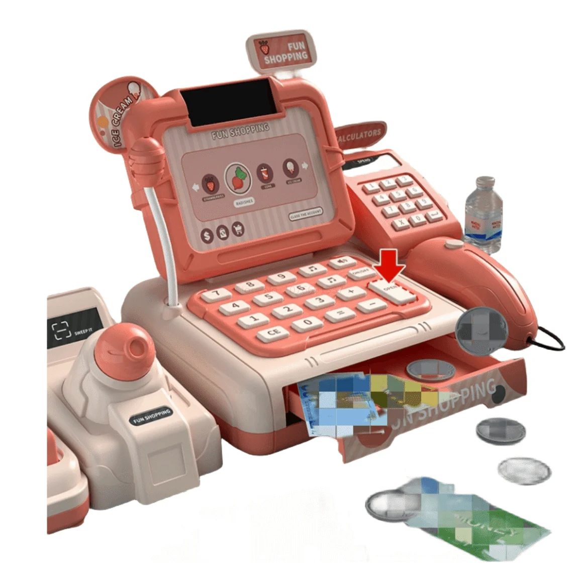 New Play House Toy Mini Food Simulation Supermarket Can Scan Multi Function Sound Light Cash Register Christmas Holiday Gift