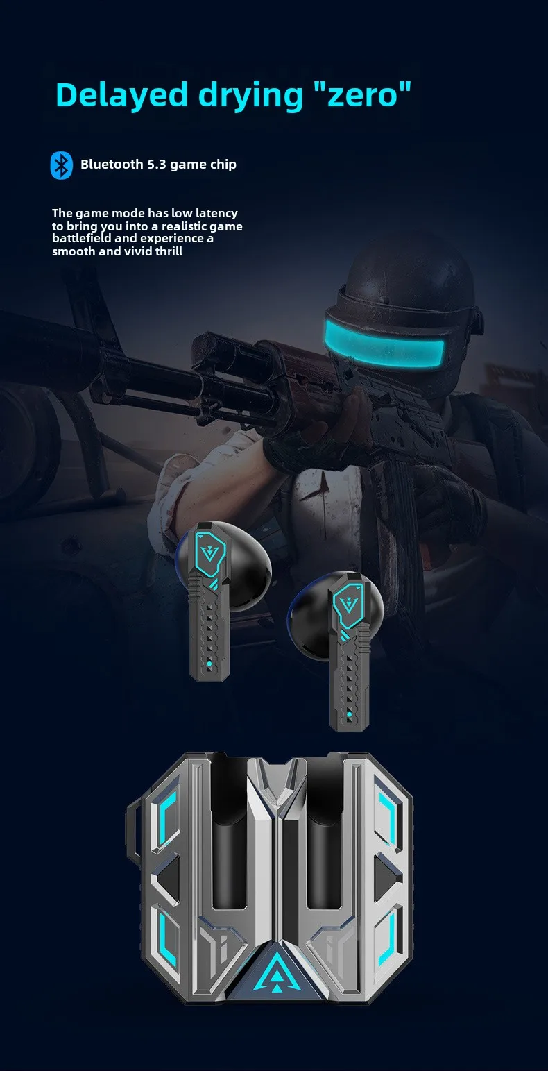 Cool mecha wind in-ear super long battery life game e-sports high sound quality