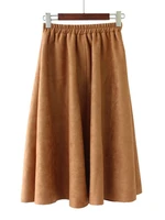 REALEFT New 2025 Autumn Winter Women Suede Midi Skirts High Waist Multi Color Elegant A-Line Skirts Umbrella Ladies Skirt Female - Image 6