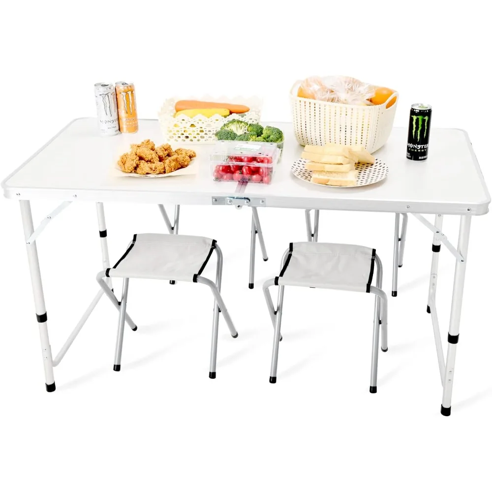 Evcitn Picnic Table Set - Outdoor Camping Table with 4 Chairs for Patio, Picnic, and Camping - Portable and Lightweight Folding