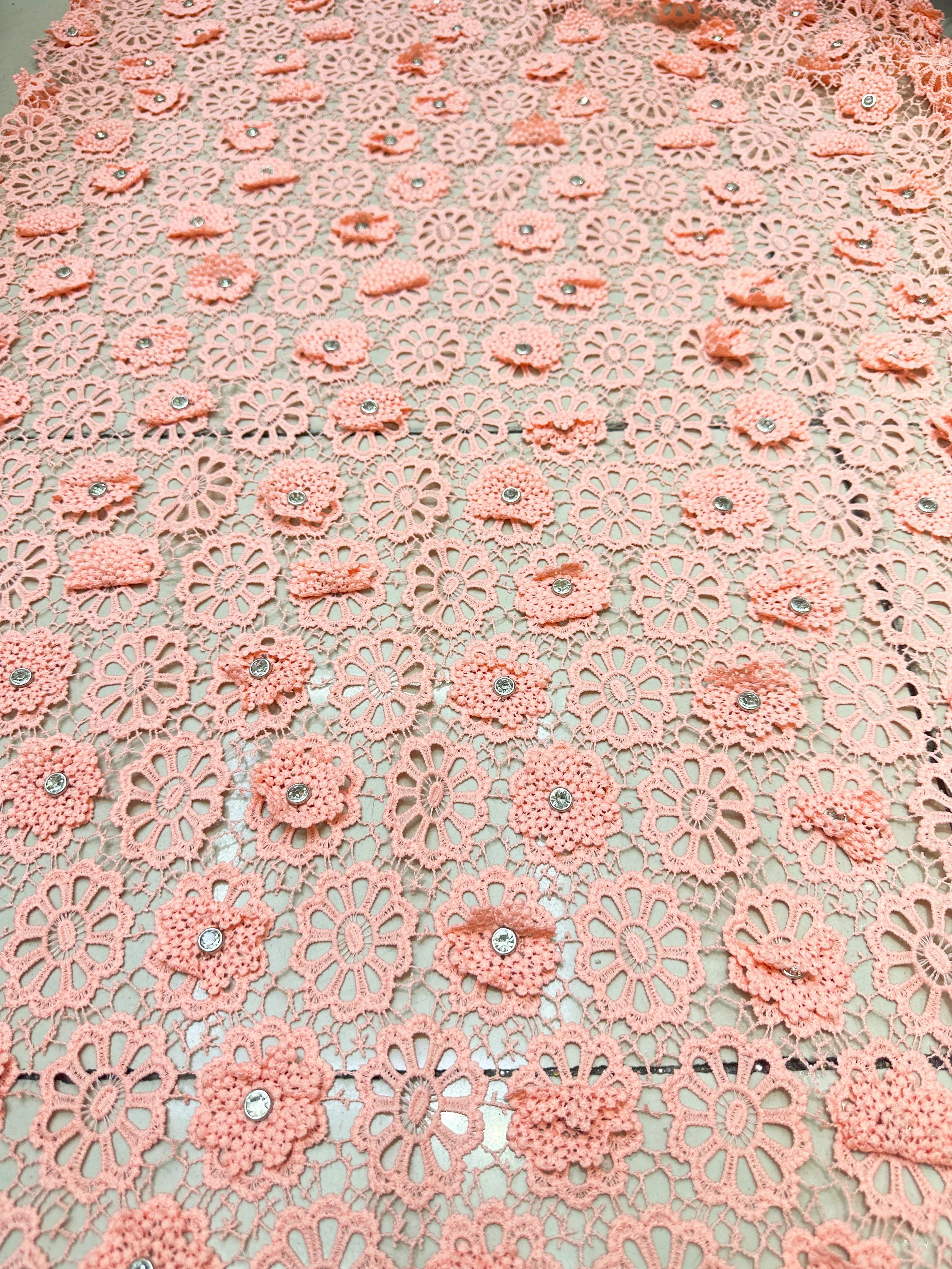 3D Large Flower Embroidery Lace Africa High Quality Lace 5yards Yarn Fabric For Fashion Women's Dresses Skirts Dresses fabric