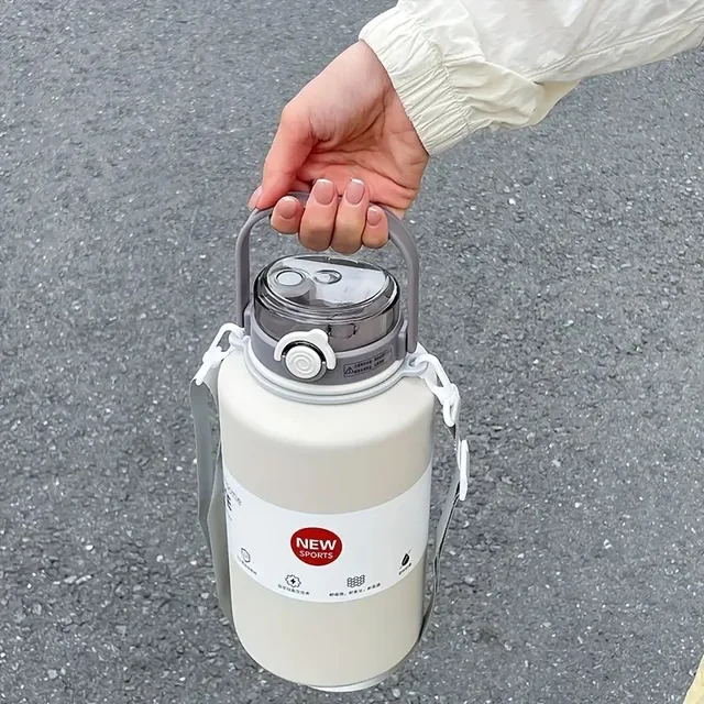 2L/ 67.63oz Large Capacity Stainless Steel Insulated Tumbler with Handle, Ice-Keeping and Thermal Straw, Sports Water Bottle 3