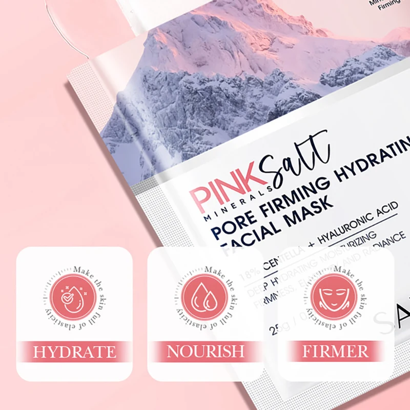 SADOER Pink Salt Face Mask Moisturizing Whitening Anti Wrinkles Anti-aging Facial Masks Sheet Masks Face Skin Care Products