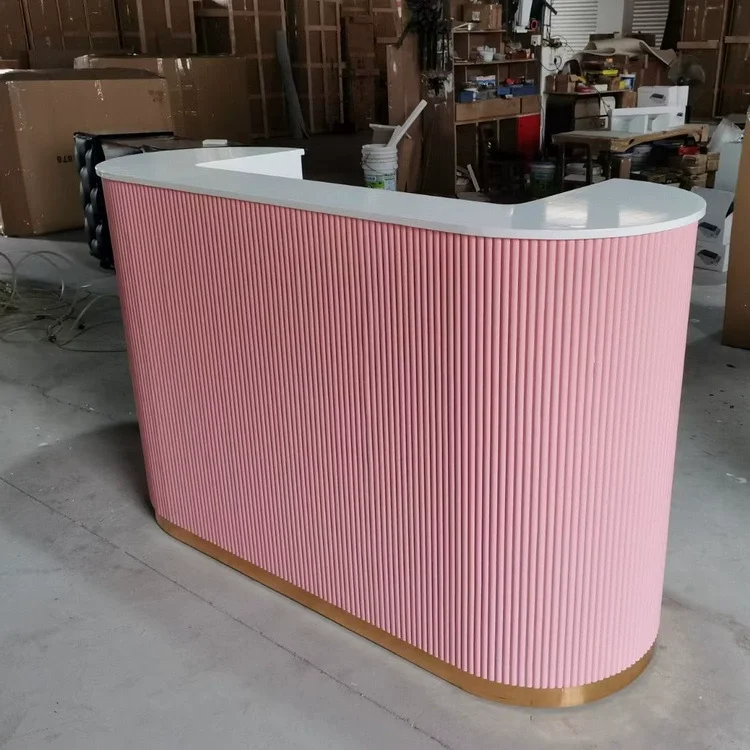 Pink Qu Counter Furniture Light Luxury Nail and Salon Bar Counter Best Sale High ...