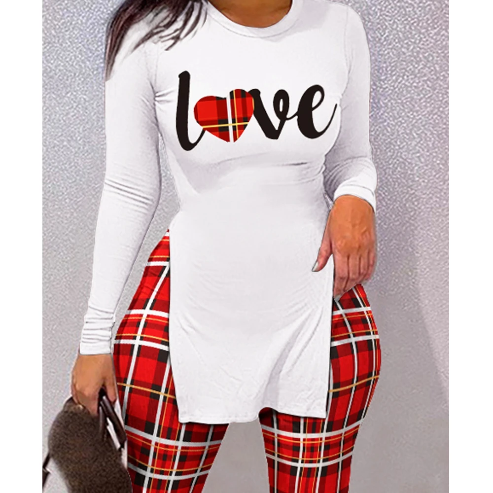 

Комплект из 2 предметов Wepbel, женские футболки с круглым вырезом, топы, футболки, брюки-карандаш с высокой талией, блузка с длинным рукавом