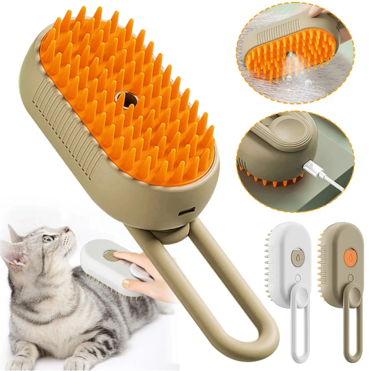 3-in-1 Steam Cat Grooming Brush 1