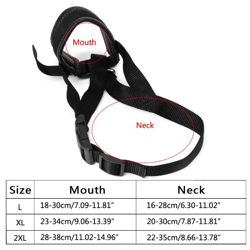 E56C Padded Dog Muzzle Pet Head Halter Collar for Large Dogs Nylon Loop Anti-Biting Pulling Head Leash XX