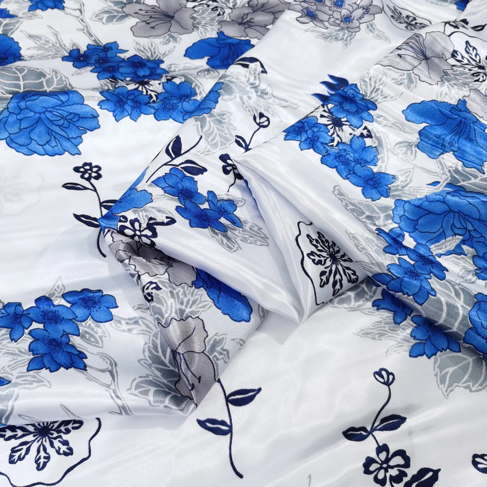 1 Meter x 1,48 Meter Vintage Blumen-Karo-Patchwork-Satin-Stoff, weiches Charmeuse-Material – Detail 27