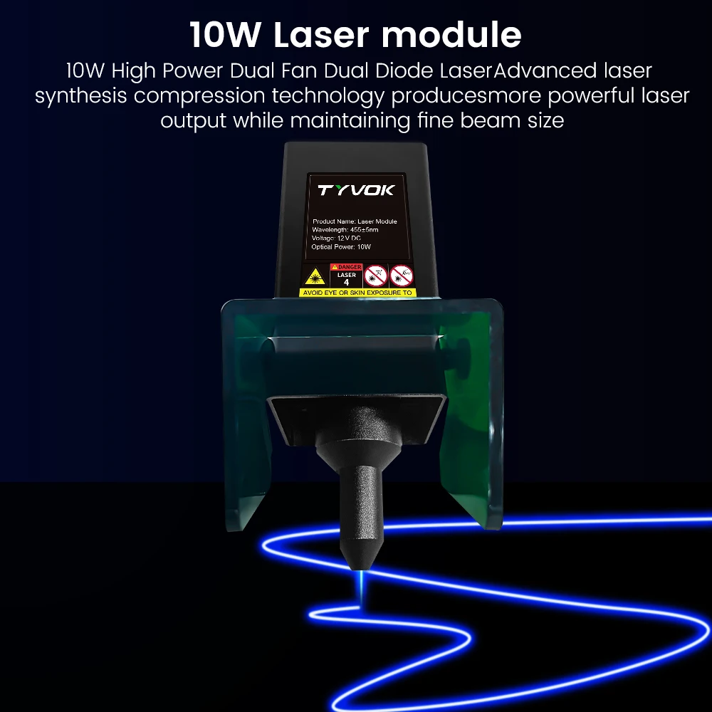 타이복 10W 레이저 헤드 450nm TTL/PWM 블루 라이트 CNC 조각기 목재 고출력 커터 DIY 레이저 도구 5W 레이저 모듈