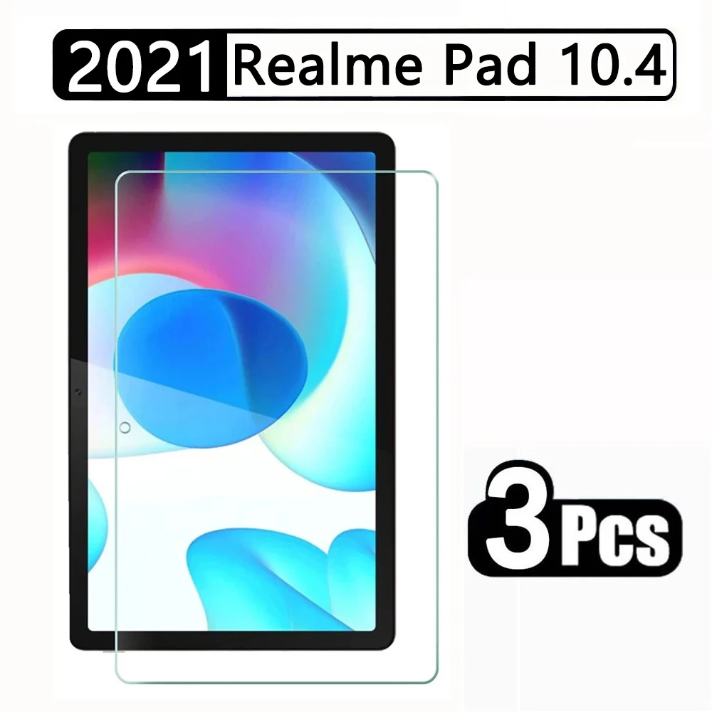 

(3 Packs) Tempered Glass For Realme Pad 10.4 2021 Anti-Scratch Full Coverage Tablet Screen Protector Film