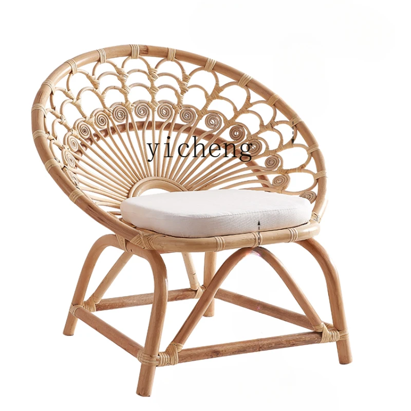 

Tqh Living Room Balcony Leisure Home Backrest Armrest round Mouth Chair Peacock Chair Creative