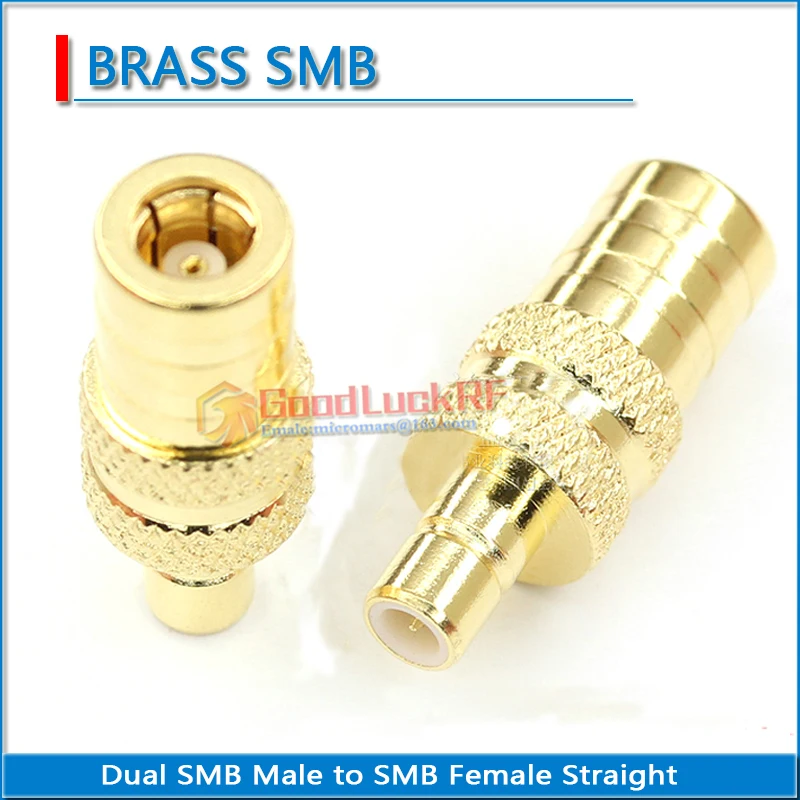 

2 Dual SMB Male to SMB Female RF Connector Adapters Socket Plug Gold Plated Brass Straight Coaxial