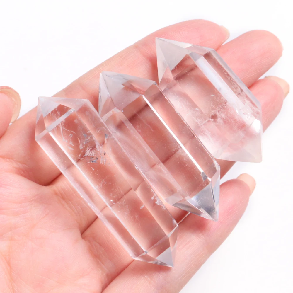 

Mineraali 3-6cm Natural Clear Quartz Crystal Hexagonal Double Points Terminated Wand Meditation Healing Treatment Stones Columns