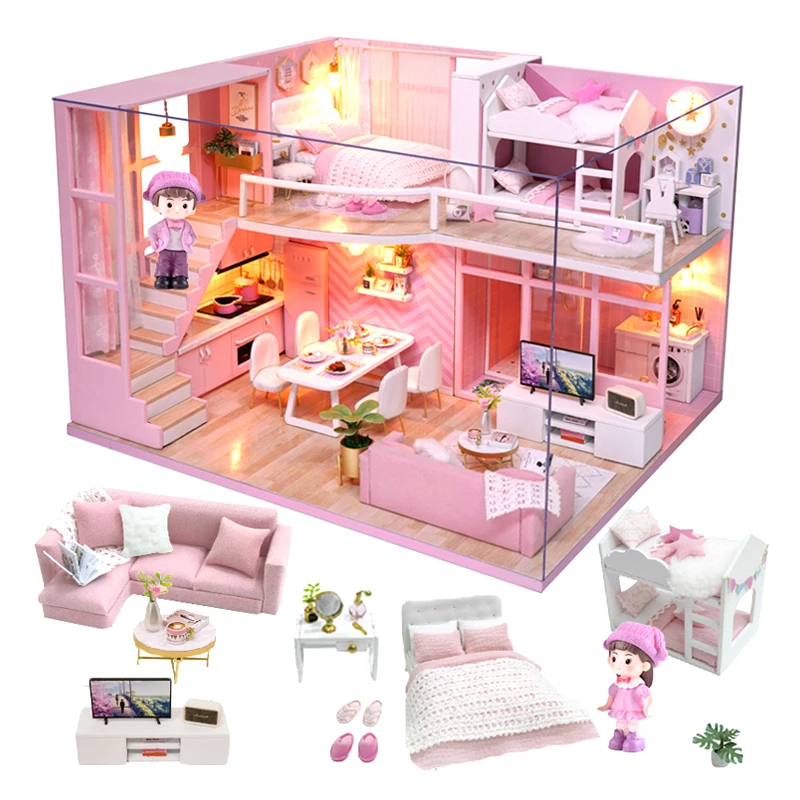 DIY Doll House Wooden Doll Houses Miniature Dollhouse Furniture