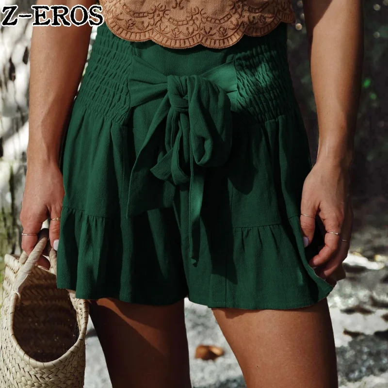 

Z-EROS Fashionable Women's Clothing With Lace And Ruffled Edges, Wide Leg Shorts, Draped And Versatile Casual Short Skirts Pants