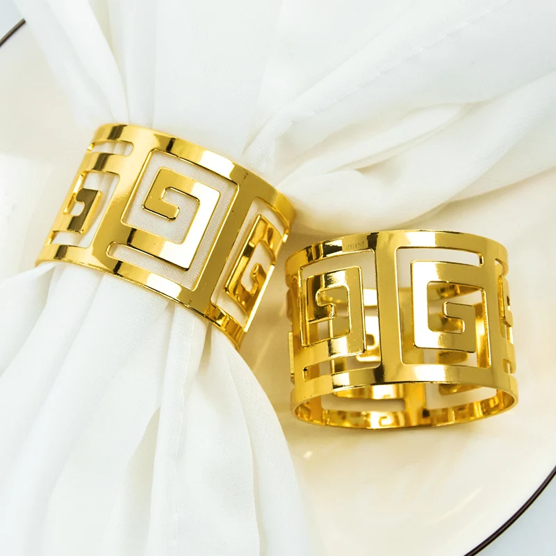 6Pcs Metal Golden Napkin Rings Table Decor Napkin Holders For Home Birthday Wedding Party Table Decoration Supplies