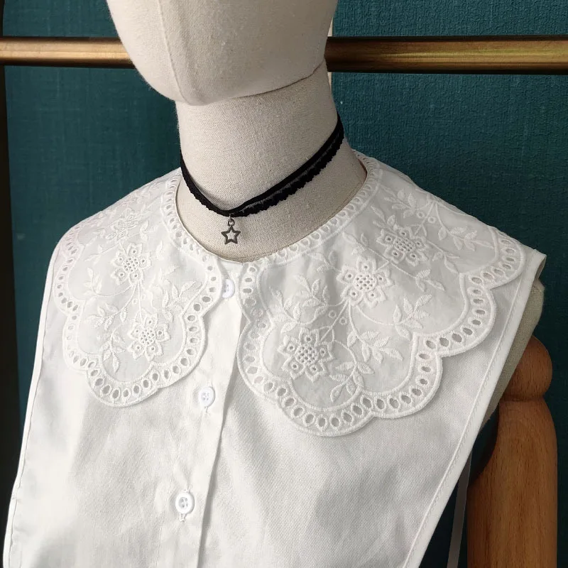 

Fashion Big Lapel Blouse Fake Collars for Women Shirt White False Collar Shirt Necktie Detachable Shirt Collar Accessories
