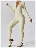 Womens Jumpsuits Long Sleeve Yoga Slim Fit Stretch One Piece Romper Sexy Fitness Female Basic Sportwears Tight Zipper Ladies - Image 5