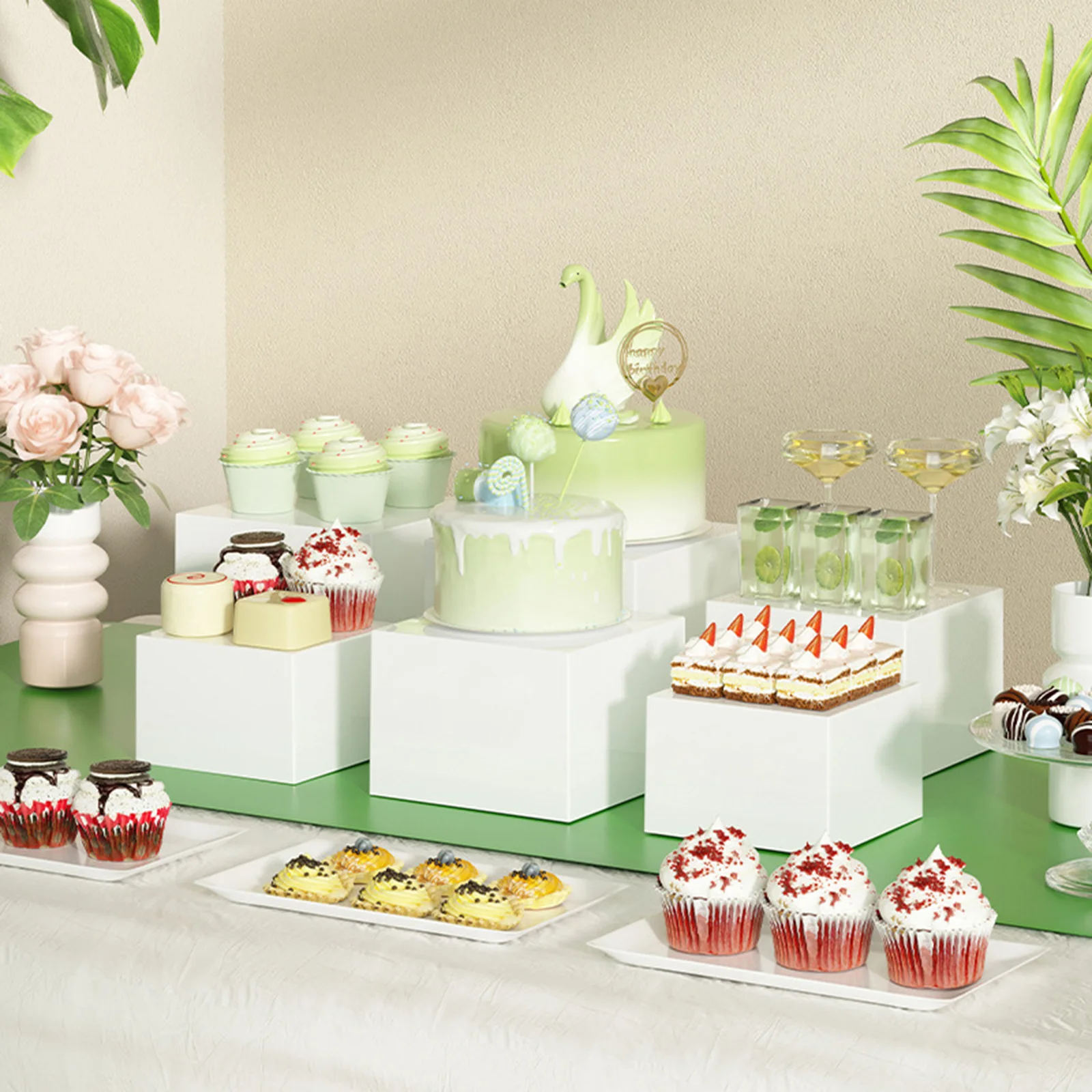 Set Di 6 Alzanti Per Buffet In Acrilico – Forma Cubica, Dimensioni Da 3 A 8 Pollici, Per Dessert, Cupcake, Matrimoni E Feste, Design Impilabile E Salvaspazio