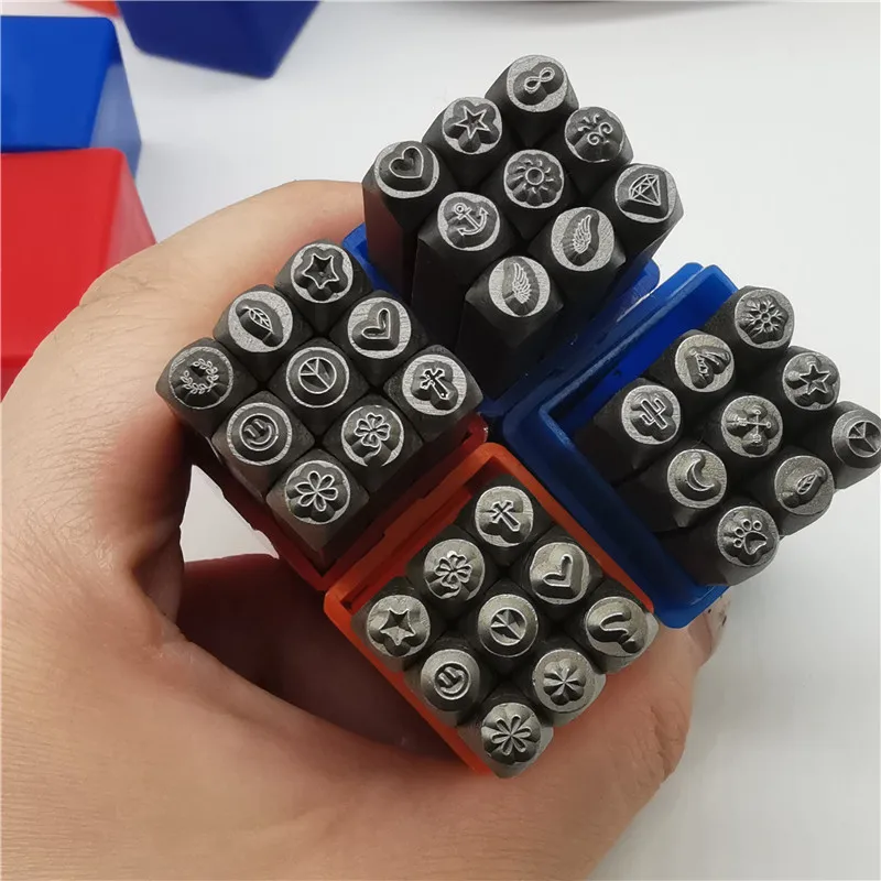 3mm Metal Stamping Set Symbol Steel Punch Custom Logo Pressing Silver Leather DIY Jewelry Making Start Heart Moon Patterns Stamp