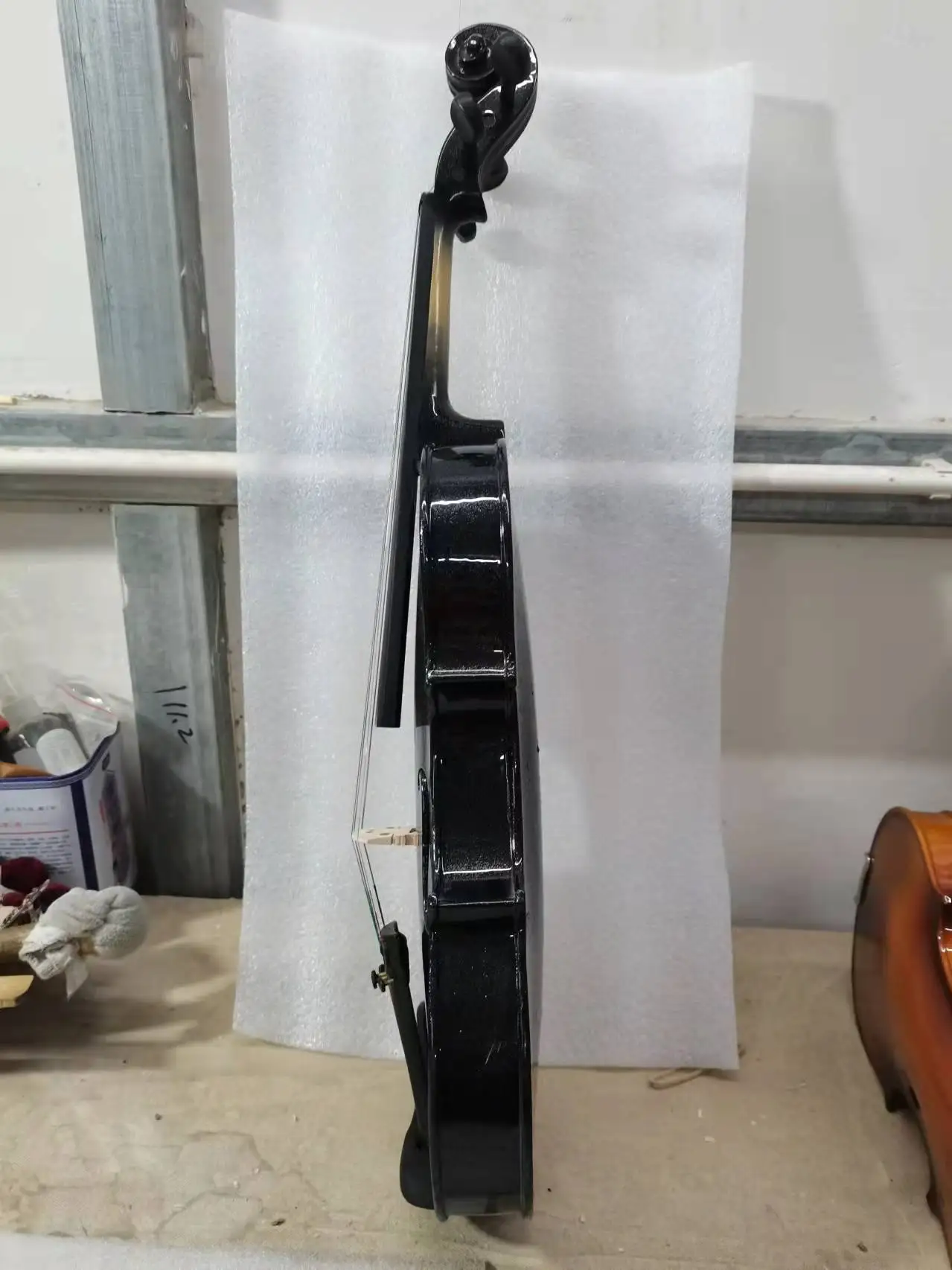 Professional Violin with Case, Full Size, 100% Handmade, Blingbling, Black Oil Varnish, Spruce Maple, Guarneri Model, 4, 4