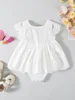 Summer Girl Baby Bodysuit 0-18M Newborn Solid Color Jumpsuit Infant Lace Hollow Embroidery Floral One Piece Baby Clothing 1