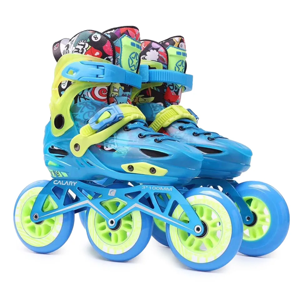 

Kid's Adjustable Inline Skates Size 28-39 3*90mm or 3*100mm Wheels Child Skating Shoes Speed Patines Free Skating Racing Skates