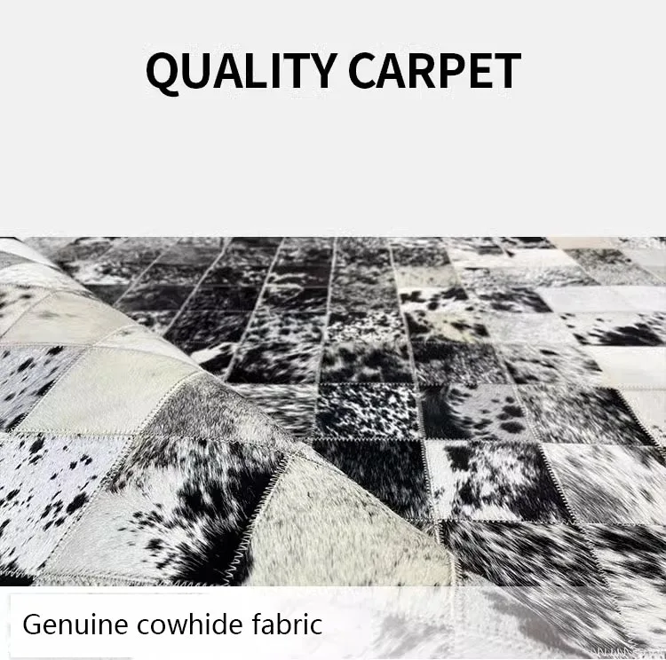 High Quality Real Cowhide Carpet for Living Room Genuine Cowhide Area Rug Bedroom Home Black White Plaid Nordic Carpets Decor