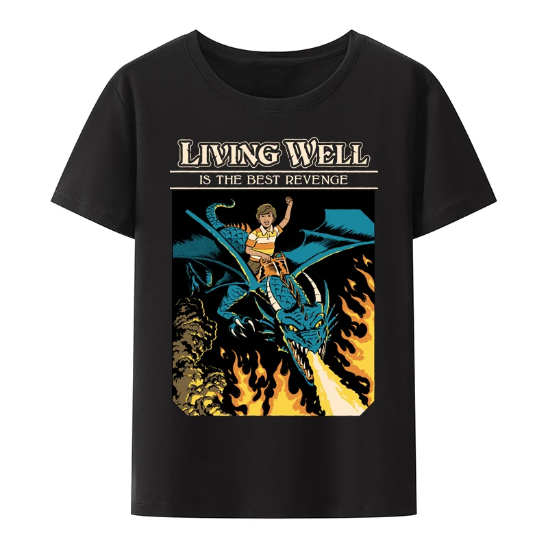 

Living Well Is The Best Revenge Cotton T-shirts Supernatural Theme Leisure Breathable Men's Shirt Tees Comfortable Y2k Clothes
