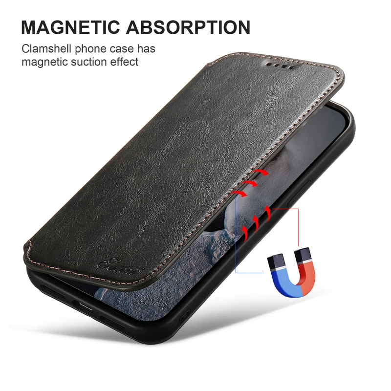 For iPhone 15 14 13 Pro Max Case Magnetic Oil Wax Pattern Leather Wallet Book Cover with Card Slot For Magsafe for iPhone15 Pro
