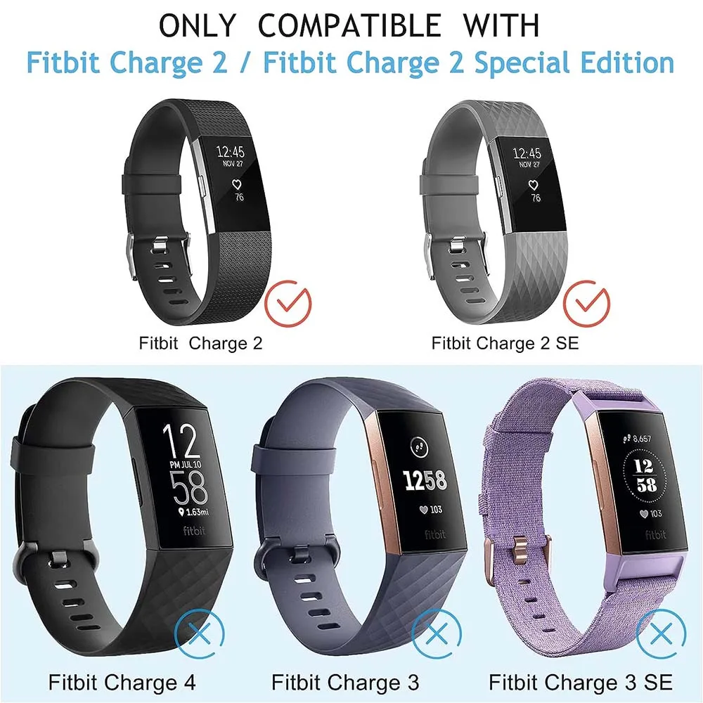 Premium Replacement Bands for Fitbit Charge 2 - Classic & Special Edition, Large Size