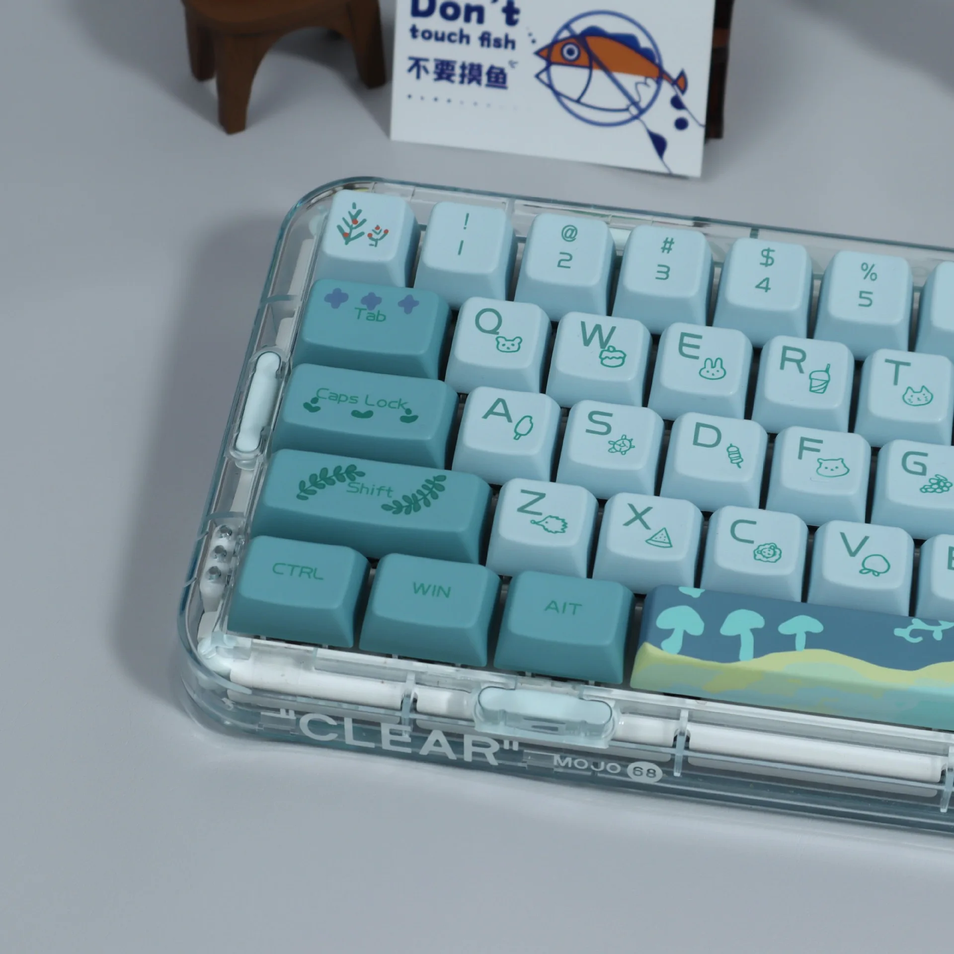 

138 Keys Forest Theme Keycap MDA Profile PBT Dye-Sublimation Key Cap Blue Green Font For Cherry MX Mechanical Keyboards