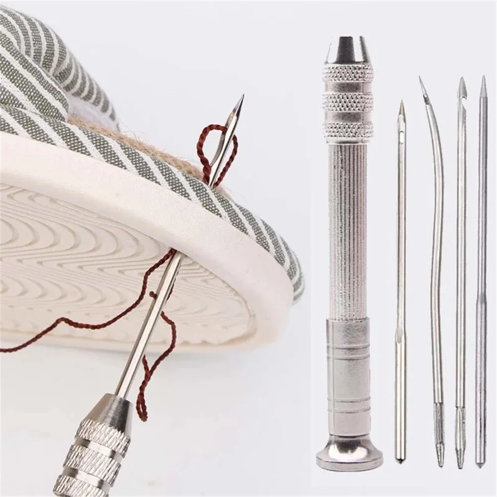 Leather Sewing Awl Set Replaceable Multifunctional Shoes Repair Tool Kit Punch Stitching Needles DIY Sewing Leathercraft 5PCS/Se