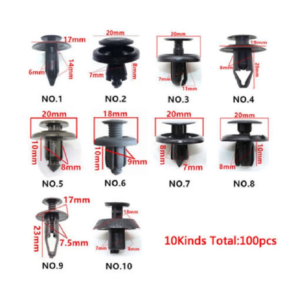 

100pcs/Set Car Clips For car Bumper Fender Fastener Screw Fashion Rivets Clips High Quality Durable Useful Practical