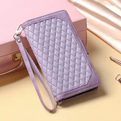 Elegant Leather Wallet Cover with Zipper Bag for Moto G42 (A)