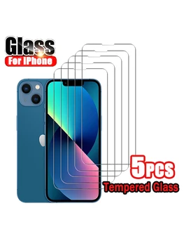 Защитное стекло, закаленное стекло для iPhone 14, 13, 12, 11 Pro Max, 12, 13 Mini, X, XR, XS Max, 8, 7, 6 Plus, SE 2020, 5 шт.